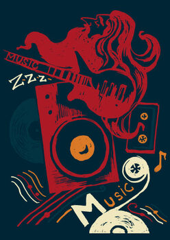 Αφίσα Music print for textiles vector illustration