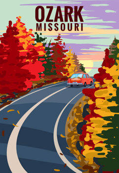 Αφίσα Ozark Missouri travel vintage poster, autumn