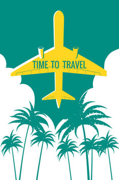 Αφίσα Plane in the sky, take-off, palms,