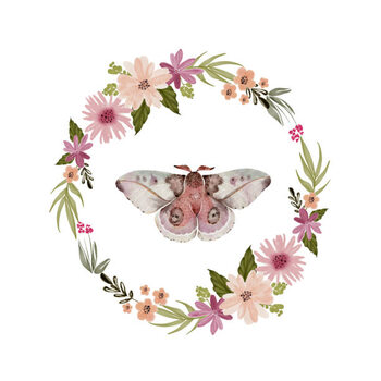 Αφίσα Round frame with watercolor pink flowers