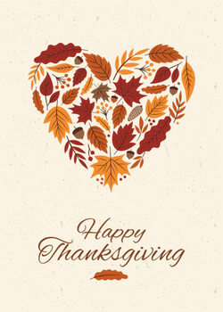Αφίσα Thanksgiving card with autumn Leaves Heart.