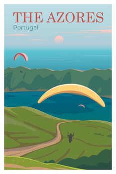 Αφίσα The Azores. Vector travel poster.