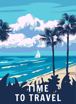 Αφίσα Time To Travel Retro Poster. Tropical