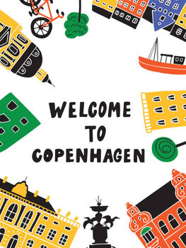Αφίσα Welcome to Copenhagen. Funny hand drawn
