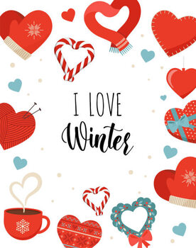 Αφίσα Winter love. I love winter card,