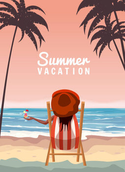 Αφίσα Woman in red hat lying on