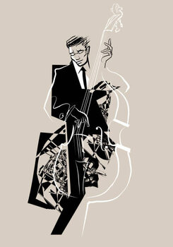 Εκτύπωση καμβά Double bass player