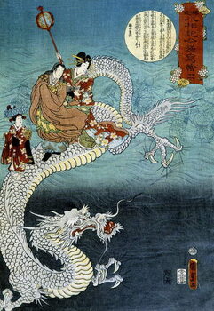 Εκτύπωση καμβά Dragon and Japanese in traditional costume - Japanese