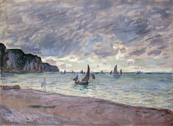 Εκτύπωση καμβά Fishing Boats in front of the Beach and Cliffs of Pourville