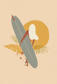 Εκτύπωση καμβά Flat illustration of surfer girl holding