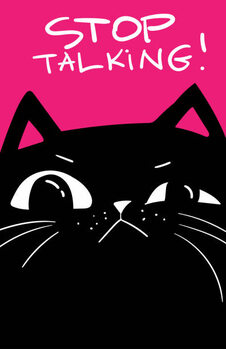 Εκτύπωση καμβά Sad cat face. stop talking lettering.