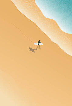 Εκτύπωση καμβά Surfer at the beach holding the