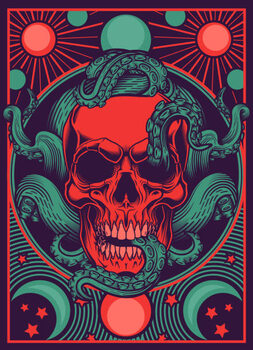 Плакат Skull with tentacles design.