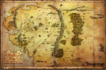 Плакат The Hobbit - Middle Earth Map