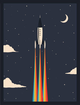 Плакат vintage rocket poster