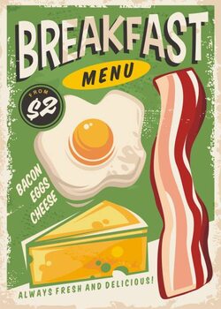 Картината върху платно Breakfast menu promo ad design