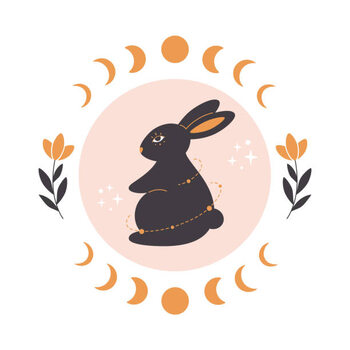 Картината върху платно Cute rabbit with astrology, botany and