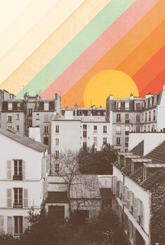Картината върху платно Rainbow Sky Above Paris, 2020