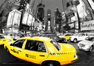 3D Αφίσα Rush hour Times square - yellow cabs