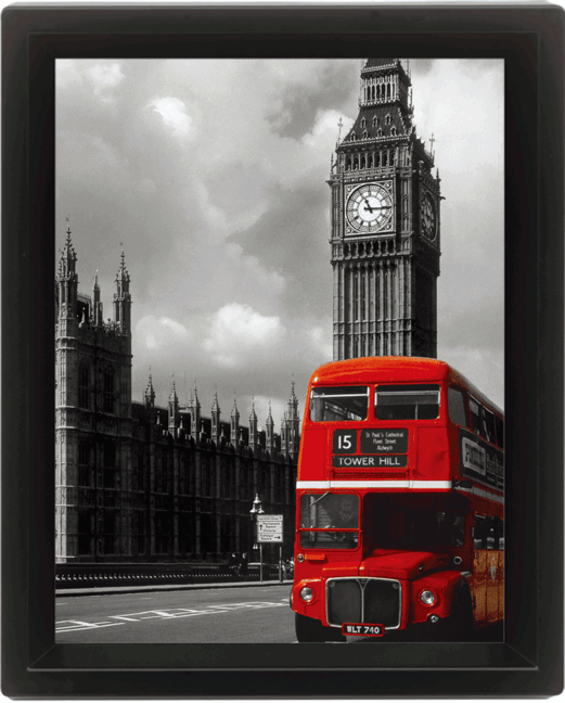 Πλαισιωμένη 3D αφίσα LONDON - red bus