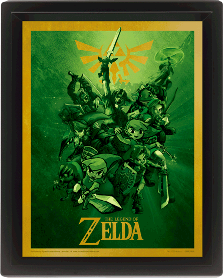 Πλαισιωμένη 3D αφίσα The Legend Of Zelda - Link