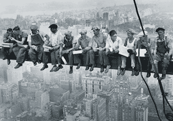 Men on girder - landscape 3D - плакат (poster)