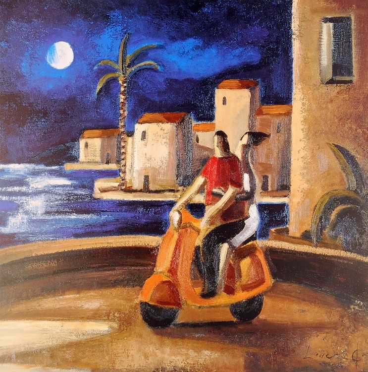 Art Print Pareja en Vespa