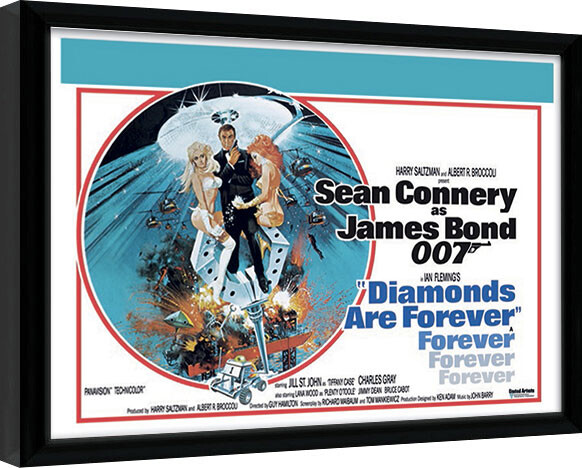 Κορνιζαρισμένη αφίσα James Bond - Diamonds are Forever 1