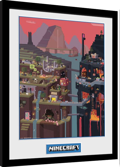 Poster emoldurado Minecraft - World