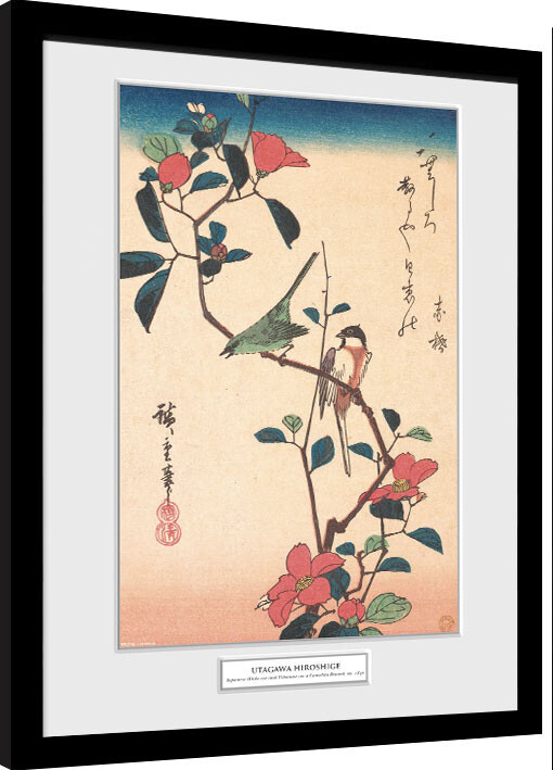 Κορνιζαρισμένη αφίσα Hiroshige - Japanese White-eye and Titmouse