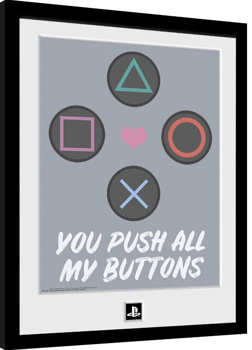 Uokvireni poster Playstation - Push My Buttons