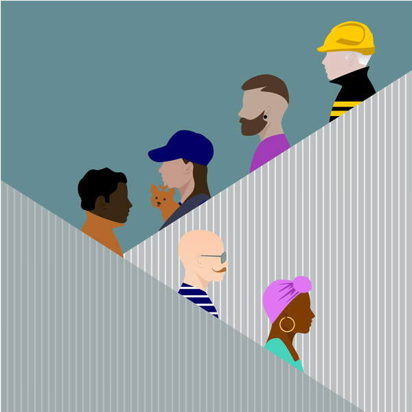 Εκτύπωση καμβά Escalator People