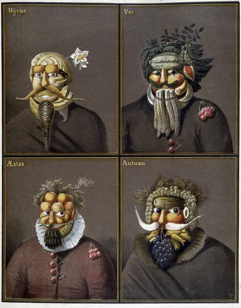 Плакат The four seasons: men with vegetable heads in the way of Giuseppe Arcimboldo.