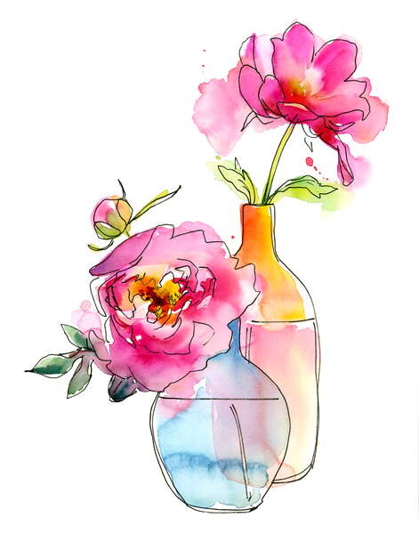 Принти на полотні Peony in vases, 2016,