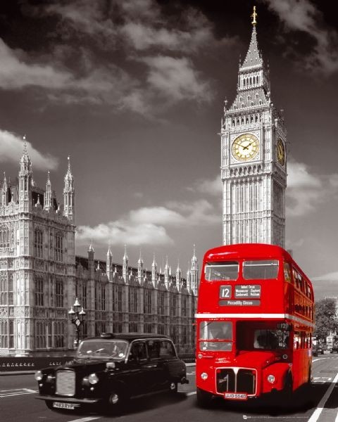 Плакат London - big ben / bus