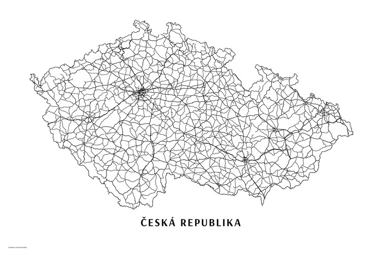 Плакат Česká republika black & white
