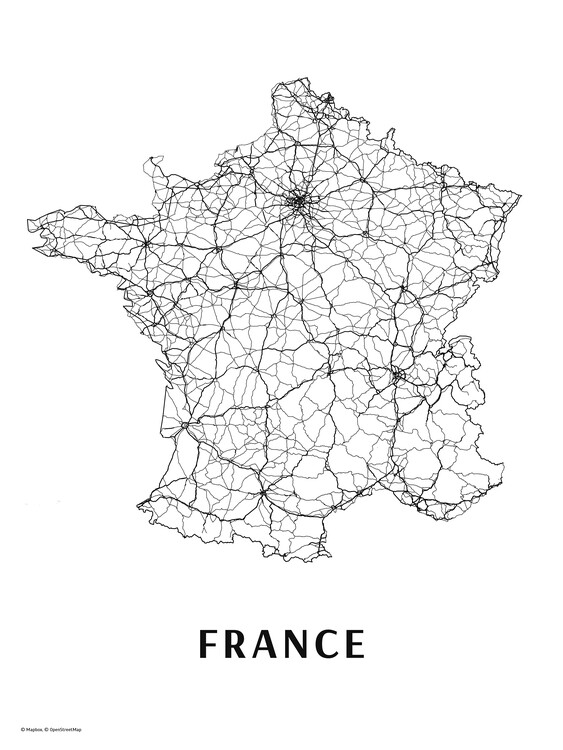 Плакат France black & white