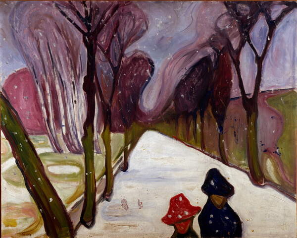 Плакат Allee in a whirlwind of snow