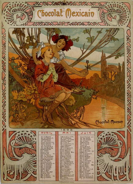 Плакат Chocolate Masson calendar illustrated by Mucha .