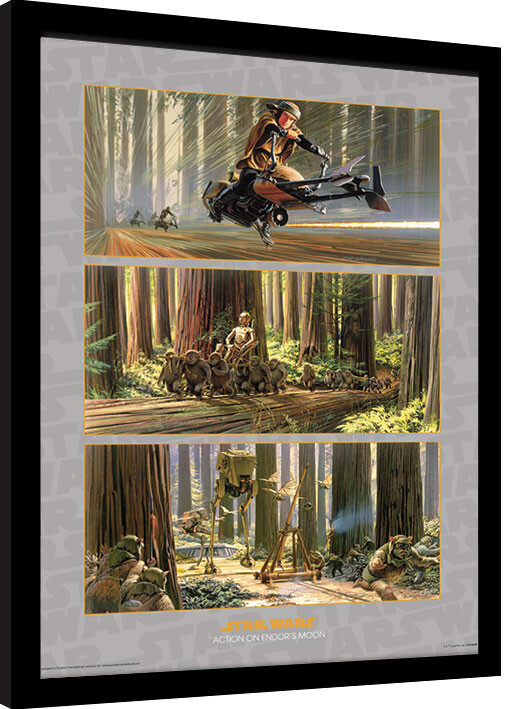 Κορνιζαρισμένη αφίσα Star Wars - Action on Endor's Moon