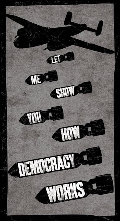 Αυτοκόλλητα LET ME SHOW YOU HOW DEMOCRACY WORKS