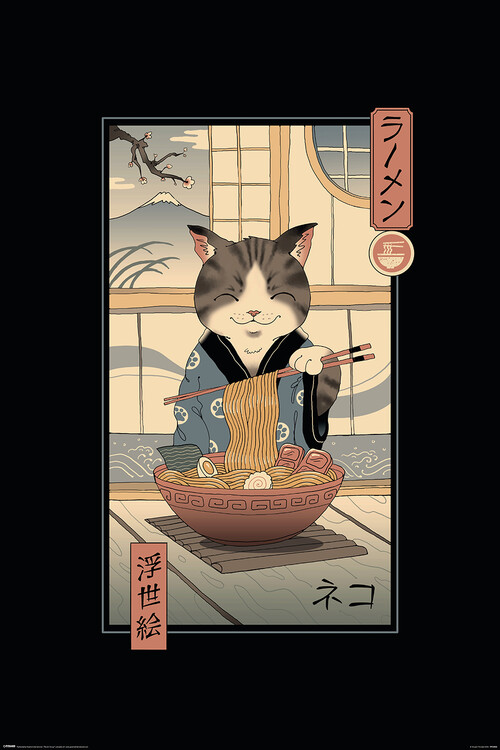 Плакат Vincent Trinidad - Neko Ramen Ukiyoe