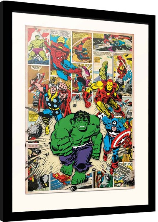 Κορνιζαρισμένη αφίσα Marvel - Come Here Come the Heroes