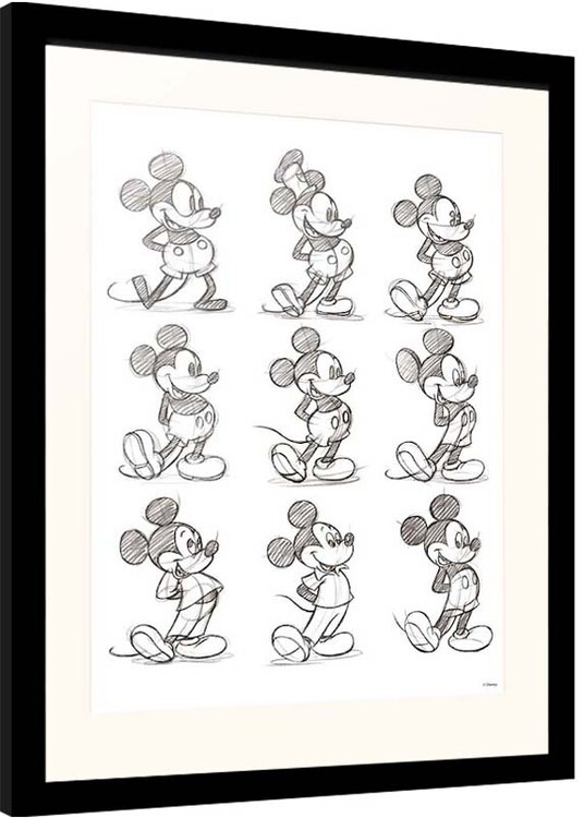 Uokvireni poster Disney - Mickey Mouse - Sketch