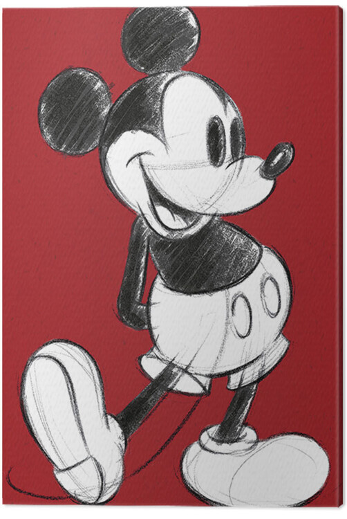 Quadro em tela Mickey Mouse - Retro Red