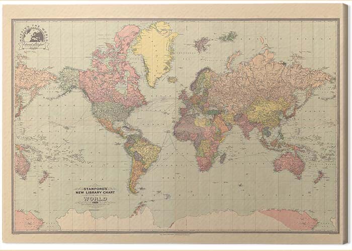 Принти на полотні Stanfords - New Library Chart of the World