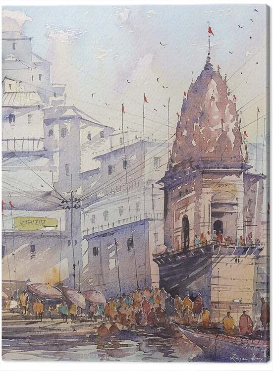 Εκτύπωση καμβά Rajan Dey - Varanashi Ghat, India