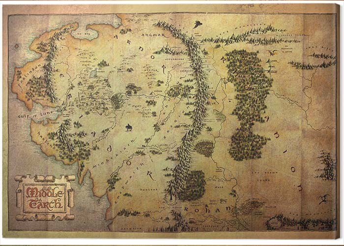 Принти на полотні The Hobbit - Middle Earth Map