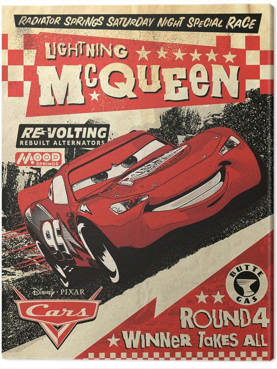Принти на полотні Cars - Lightning Mcqueen - Race