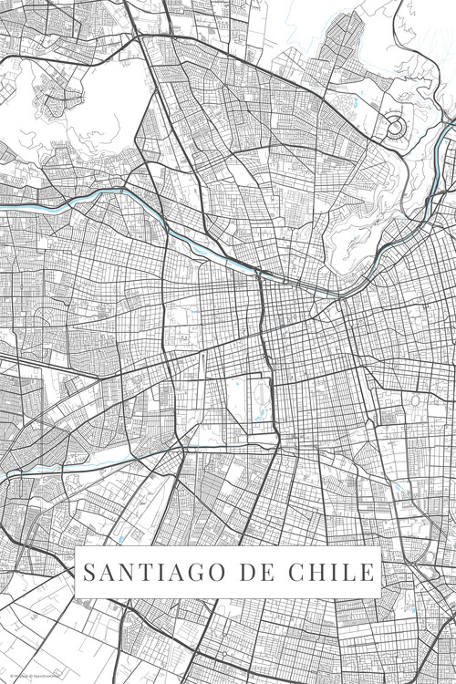 Плакат Santiago De Chile white